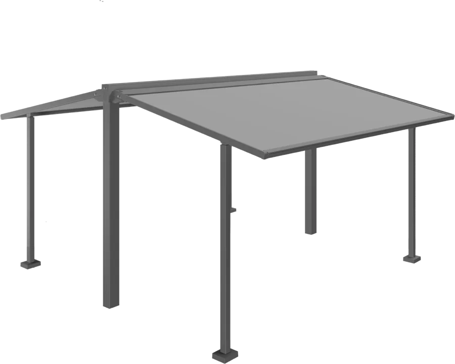 Derselbe Tragrahmen als Pergola mit Tuchdach
